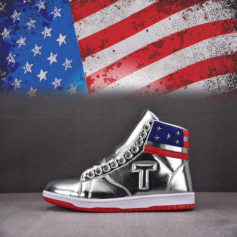 MAGA Never Surrender Silver Sneakers - Patriots Prestige