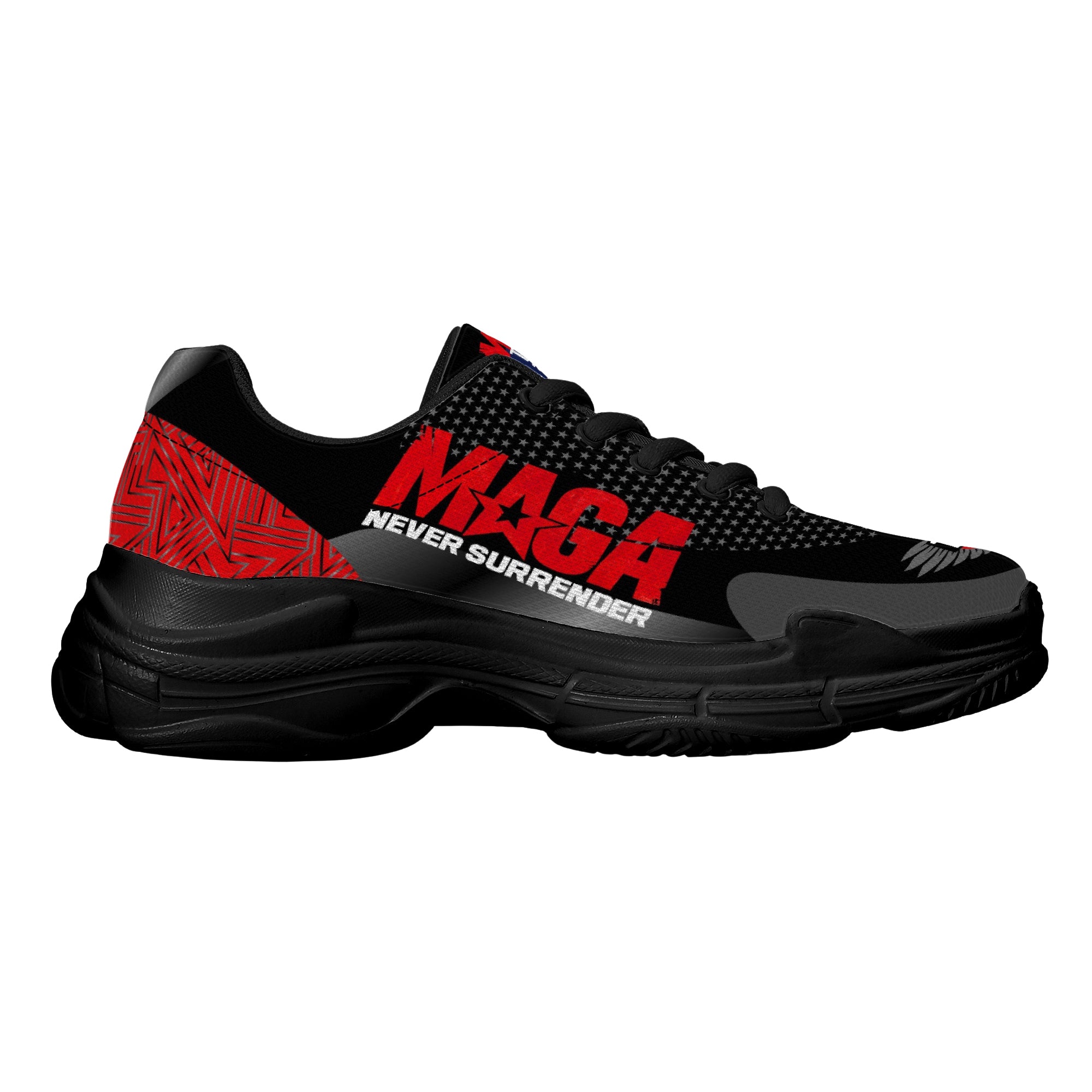 MAGA Never Surrender Black Sneakers - Patriots Prestige