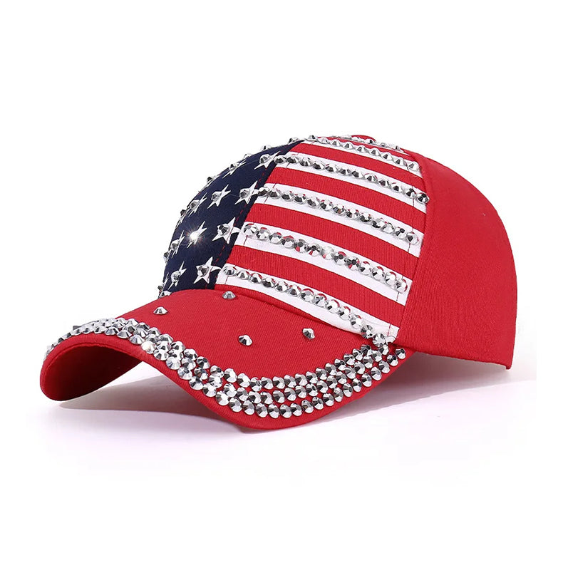 Sparkle Studded American Flag Hat - Patriots Prestige