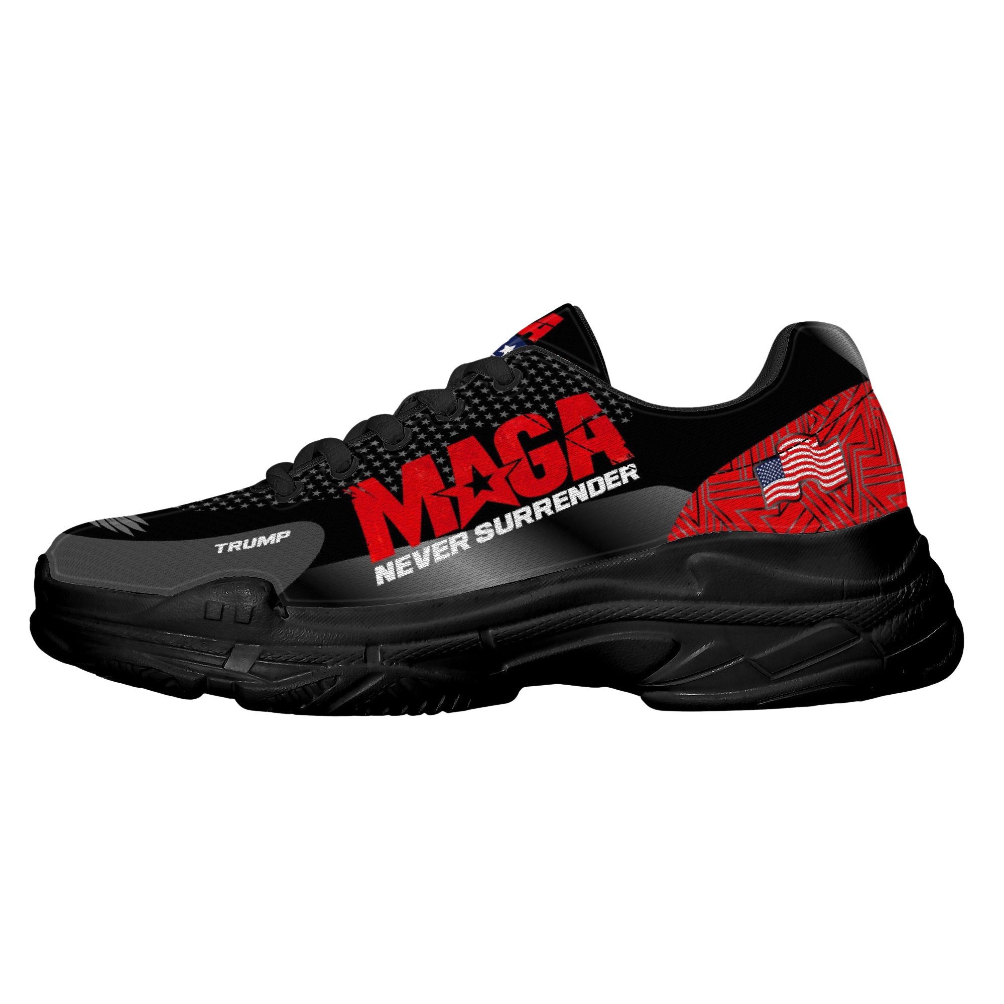 MAGA Never Surrender Black Sneakers - Patriots Prestige