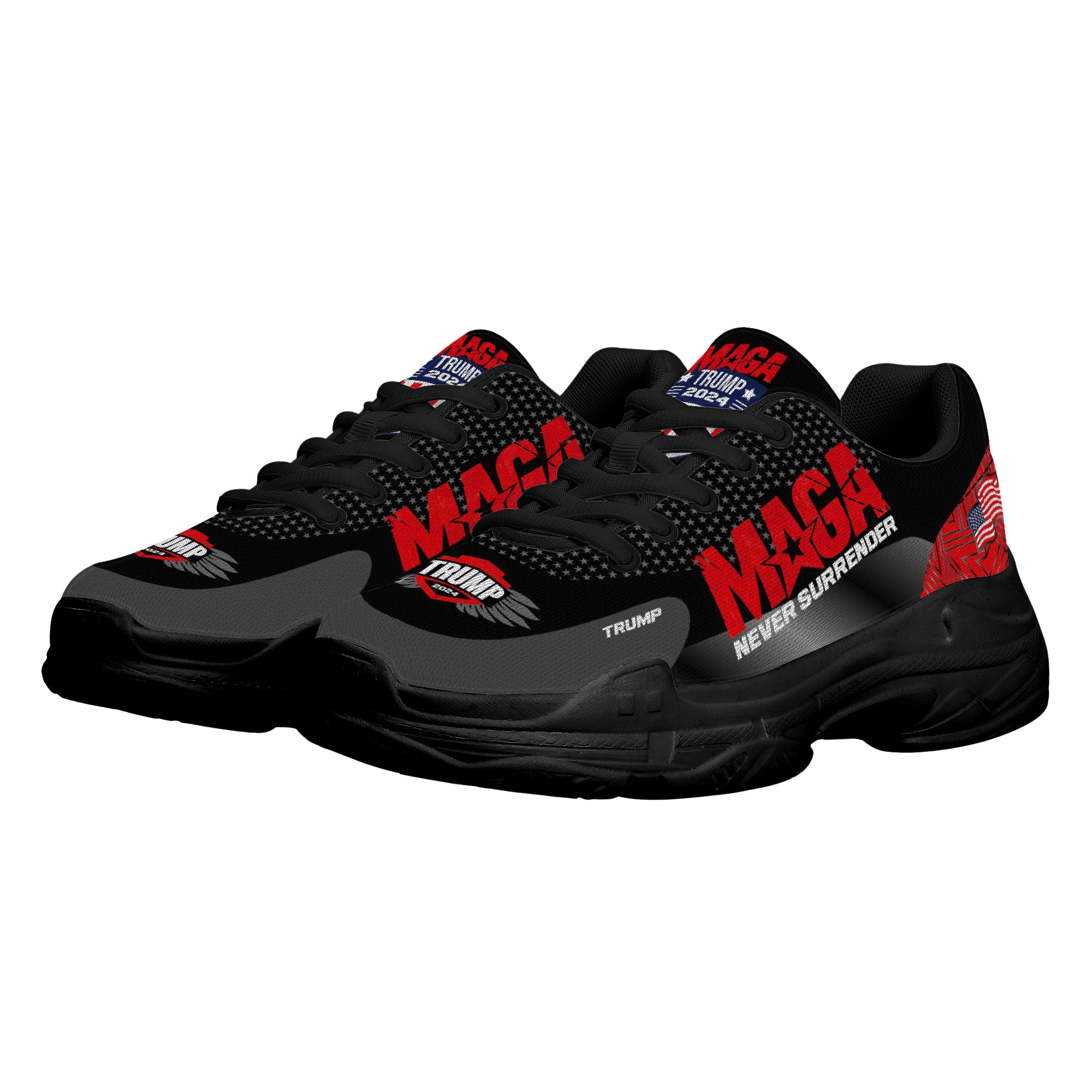 MAGA Never Surrender Black Sneakers - Patriots Prestige